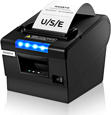 Photo 1 of MUNBYN Receipt Printer P068, 3 1/8" 80mm Direct Thermal Printer, POS Printer with Auto Cutter - Receipt Printer with USB Serial Ethernet Windows Driver ESC/POS Support Cash Drawer
