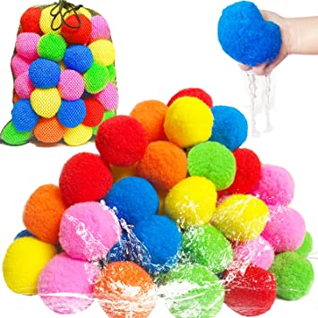 Photo 1 of 60 Pcs Reusable Water Balls, Reusable Water Balloons for Outdoor Toys and Games, Water Toys for Kids and Adults Boys and Girls - Summer Toys Ball for Pool and Backyard Fun