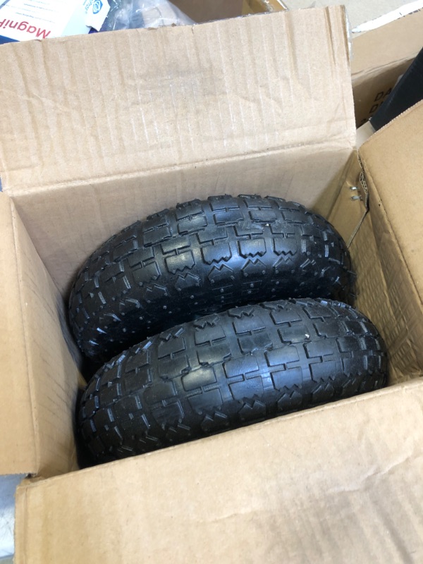 Photo 2 of 2 Pack 4.10/3.50-4" Pneumatic Air Filled Heavy-Duty Wheels/Tires,10" All Purpose Utility Wheels/Tires for Hand Truck/Gorilla Utility Cart/Garden Cart,5/8" Center Bearing,2.25" Offset Hub…