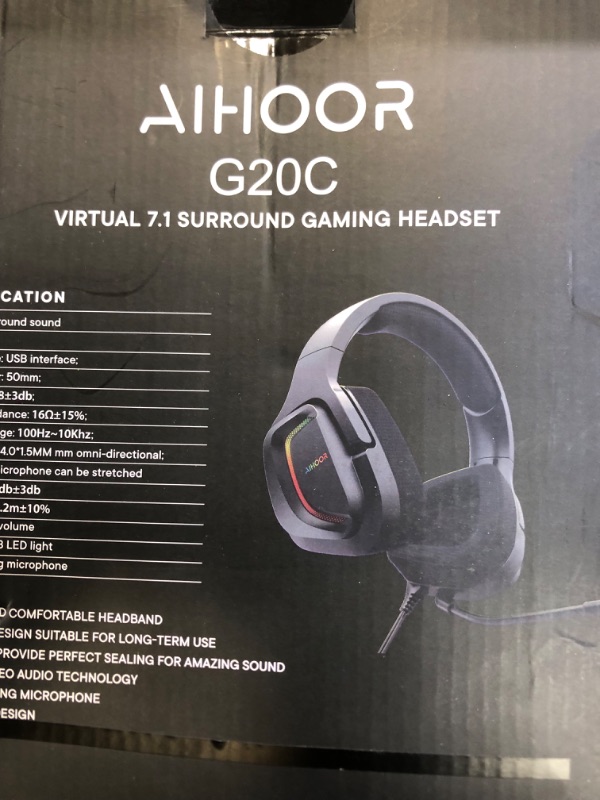 Photo 1 of AIHOOR G20C VIRTUAL 7.1 SURROUND GAMING HEADSET