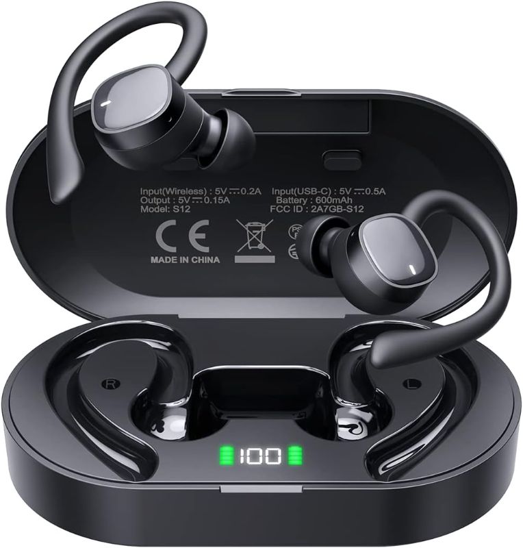 Photo 1 of PSIER Wireless Earbuds Sports Bluetooth Headphones 4 Mic Clear Calls 60H Playtime Over Ear Buds
