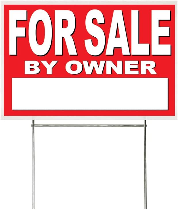 Photo 1 of 4LessCo 4 Less Co 18x12 Inch FOR SALE BY OWNER Lawn Yard Sign with Stake rb1s red
