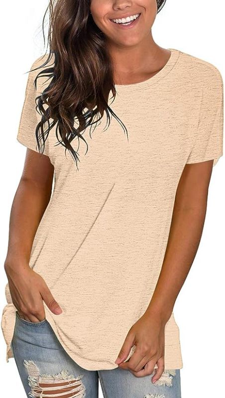 Photo 1 of  Womens T Shirts Short Sleeve Crewneck Loose Summer Tees Basic Tops SIZE M