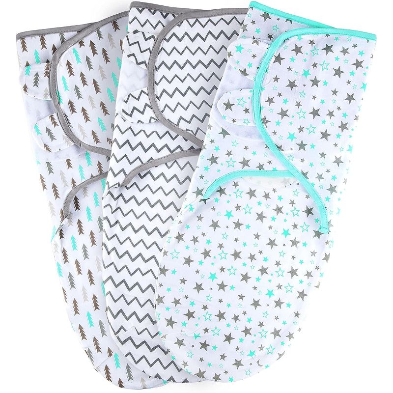 Photo 1 of Baby Swaddle Blanket Wrap, 3-Pack Preemie Swaddle, Baby Swaddles, Premature Size Swaddles Up to 7 Pounds, Aqua
