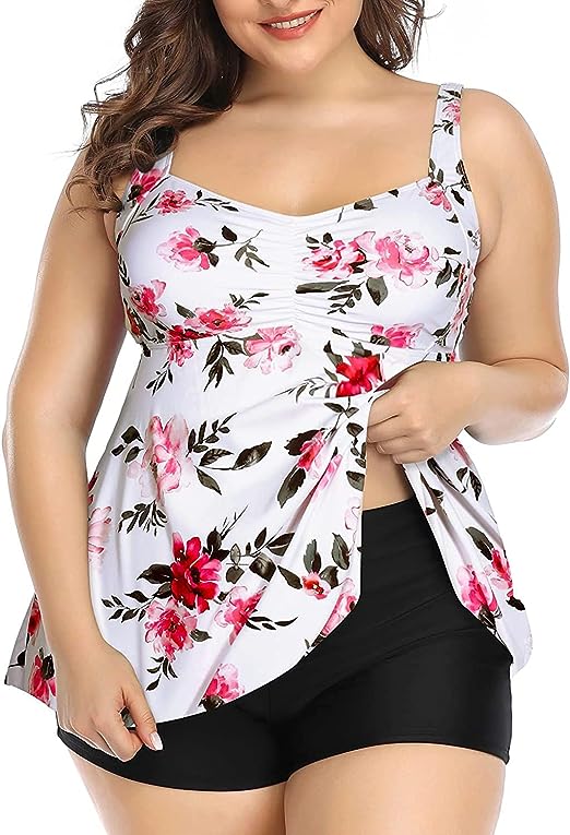 Photo 1 of Aqua Eve Plus Size Tankini Women 2 Pieces Swimsuits with Shorts Flowy Bathing Suits SIZE 14W 
