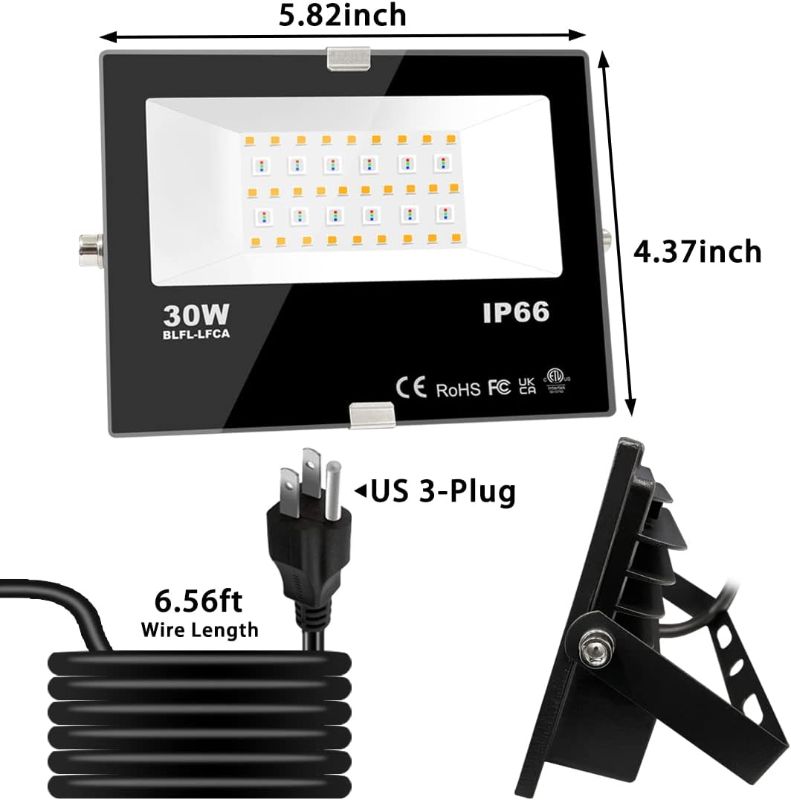 Photo 1 of MELPO 30W Led Flood Light Outdoor 300W Equivalent, Color Changing RGB Lights with BLUETOOTH , 120 RGB Colors, Warm White 2700K, Timing, Custom Mode, Uplight Landscape Lights,IP66 US 3-Plug (2 Pack)
