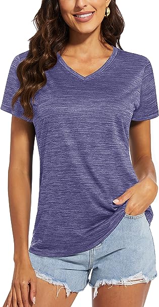 Photo 1 of MAGCOMSEN Women's V Neck Workout Shirts Short Sleeve Moisture Wicking Yoga T-Shirts Quick Dry Athletic Tops SIZE XL 
