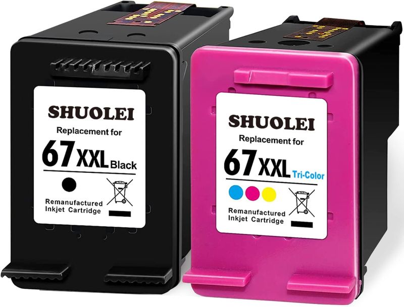 Photo 1 of 67XXL Remanufactured Ink Cartridge Compatible with HP 67XXL 67XL Black Color Combo Pack for DeskJet 2755 2752 2742 DeskJet Plus 4155 4152 4158 4140 Envy Pro 6452 6475 6458 6455 Envy 6055 6052 6075
