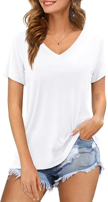 Photo 1 of Amoretu Womens Tshirts V Neck Short/Long Sleeve Tops Tee Solid Color Blouse SIZE S
