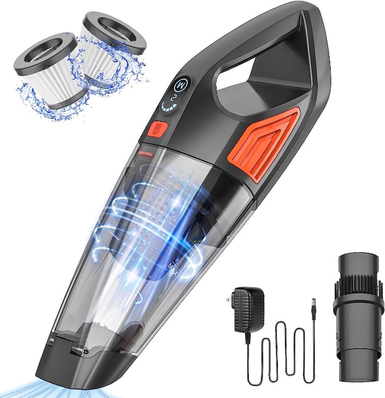 Photo 1 of Handheld Vacuum Cordless Car Vacuum,9KP Strong Suction Hand Vacuum Cordless,500ml Dust Box Car Vacuum Cleaner,Lightweight Rechargeable Portable Vacuum,Car/Home Handheld Vacuum Cleaner(Orange)
