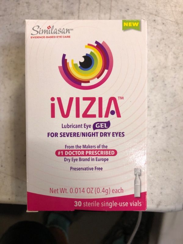 Photo 3 of iVIZIA Lubricant Eye Gel for Severe and Nighttime Dry Eye Relief, Preservative-Free, Moisturizing, 30 Sterile Single-Use Vials