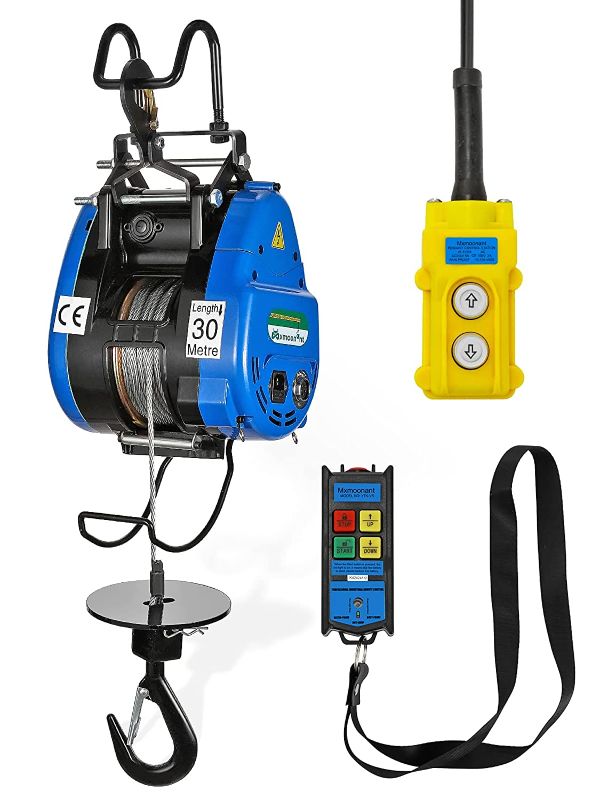 Photo 1 of Mxmoonant Electric Hoist Lift 19m/min Electric Winch Portable 360° Safety Limit, Al-Alloy Cased Hoist Crane with Updated Copper Motor, Pendant Control & Wireless Control Support (250kg/30m)
