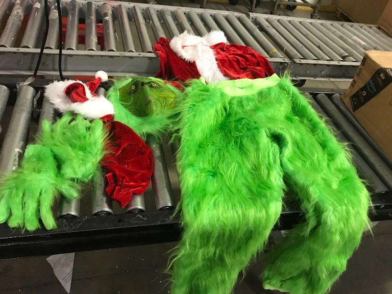 Photo 1 of brableewear 7PCS Christmas Green Big Monster Costume Adult Cosplay Costume Luxury Santa Claus Santa Suits Outfits- SIZE S/M 
