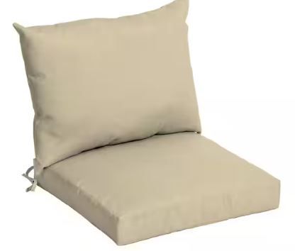Photo 1 of 21 in. x 21 in. Tan Leala Outdoor Dining Chair Cushion
