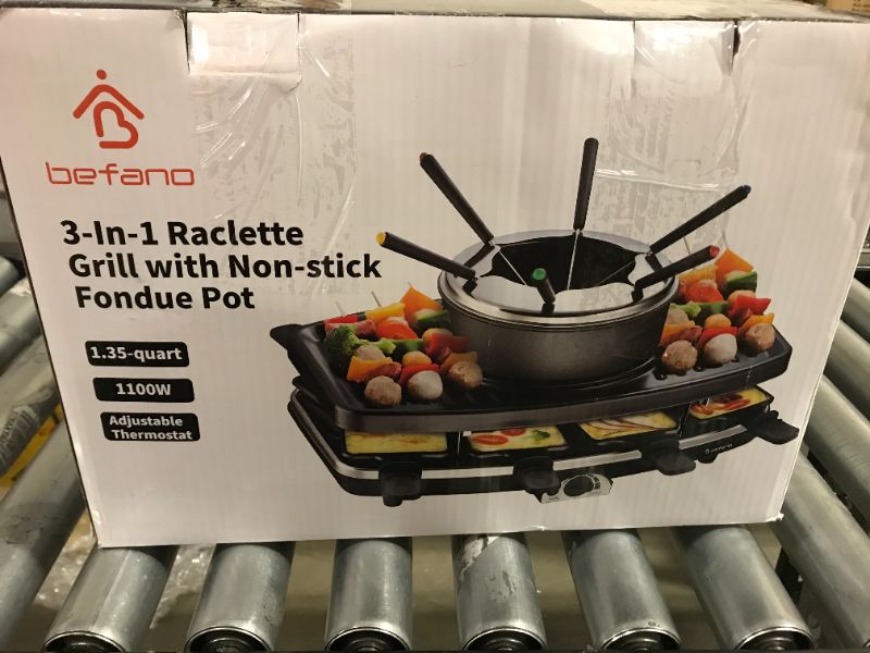 Photo 1 of 3 IN 1 RACLETTE GRILL WITH NON-STICK FOUDUE POT 