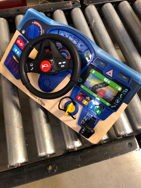 Photo 2 of Melissa & Doug Vroom & Zoom Interactive Wooden Dashboard Steering Wheel Pretend Play Driving Toy - Kids Activity Board, Toddler Sensory Toys For Ages 3+