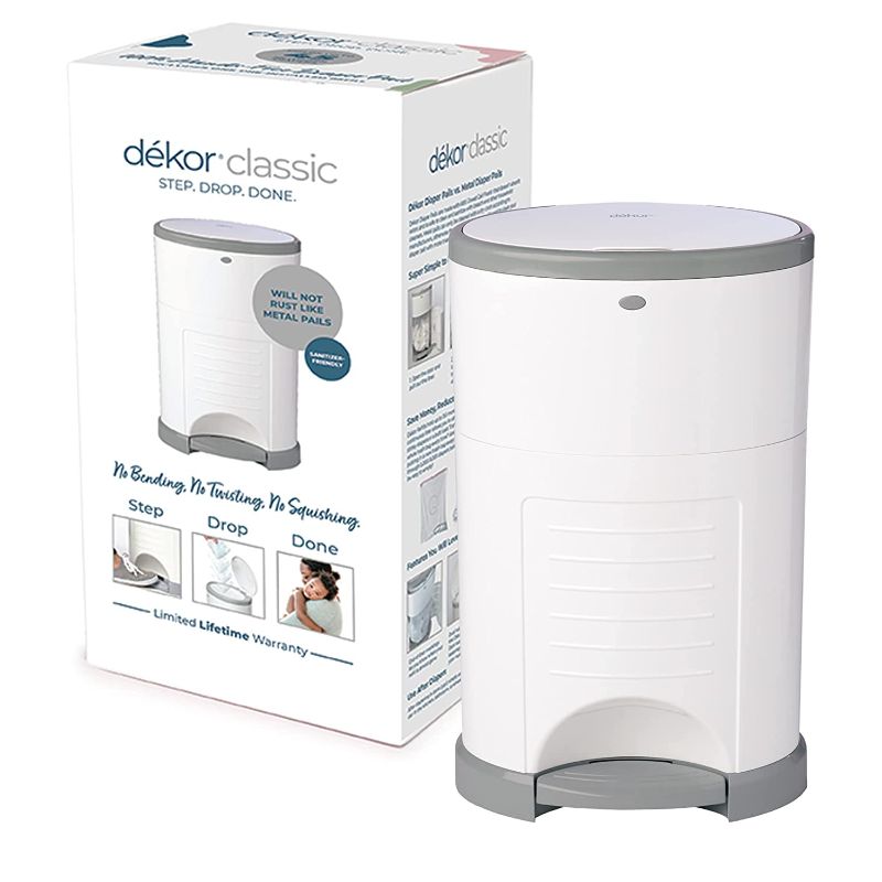 Photo 1 of Dekor Classic Hands-Free Diaper Pail | White | Easiest to Use | Just Step – Drop – Done | Doesn’t Absorb Odors | 20 Second Bag Change | Most Economical Refill System
+++SCRATCHES AT THE TOP+++