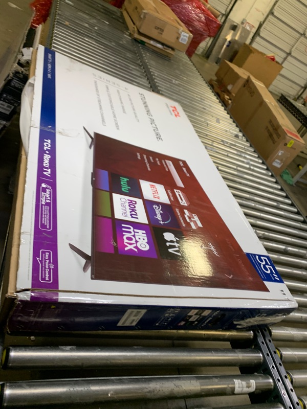 Photo 1 of TCL 55" Class 4-Series 4K UHD HDR Smart Roku TV(Wi-Fi, RF, USB, Ethernet, HDMI) - 55S455 55-inch --- Box Packaging Damaged, Minor Use
