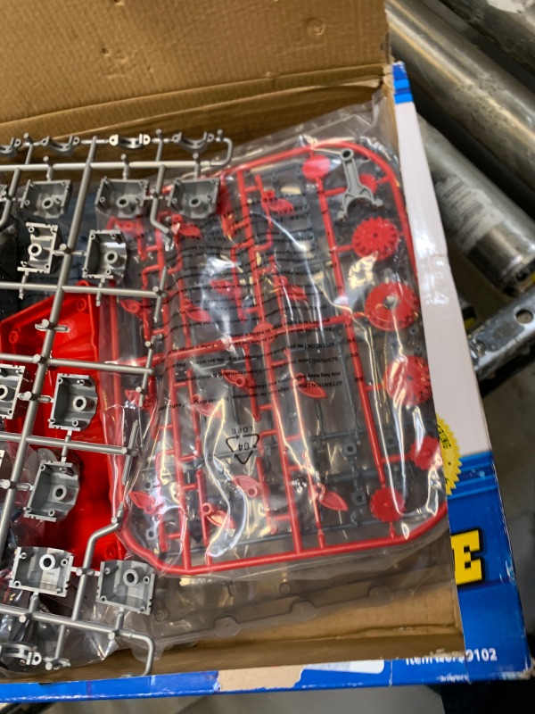 Photo 5 of Playz V8 Combustion Engine Model Building Kit STEM Hobby Toy for Kids & Adults with DIY Guide & Realistic Parts Including Timing Belt, Cylinder Heads, Spark Plugs, Pistons, Ignition Wires,  --- Box Packaging Damaged, Item is New, Item is Missing Parts
