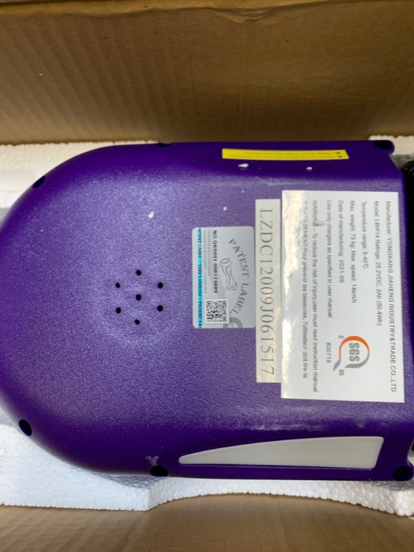 Photo 4 of Hoverboard 6.5 Certified Two-Wheel Self Balancing Electric Scooter with LED Light Purple --- Box Packaging Damaged, Moderate Use, Missing Parts
