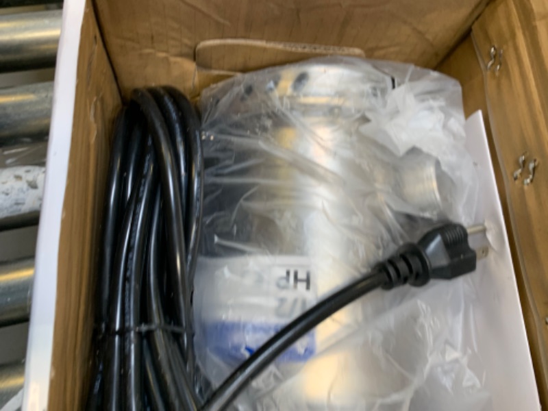 Photo 4 of Acquaer 1/2HP Submersible Utility Pump, 3030GPH Stainless Steel Sump Pump, Water Removal for Basement Hot Tub Pool Cover Draining, 30ft Cord --- Box Packaging Damaged, Item is New

