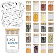 Photo 1 of 20 Pack Glass Spice Jars Set, 3.2oz (95ml) Mini Spice Jar with Bamboo Airtight Lids and 180 Spice Jar Square Labels Preprinted, Thicken Seasoning Containers, Food Storage for Pantry, Tea, Herbs, Salt --- Box Packaging Damaged, Item is New

