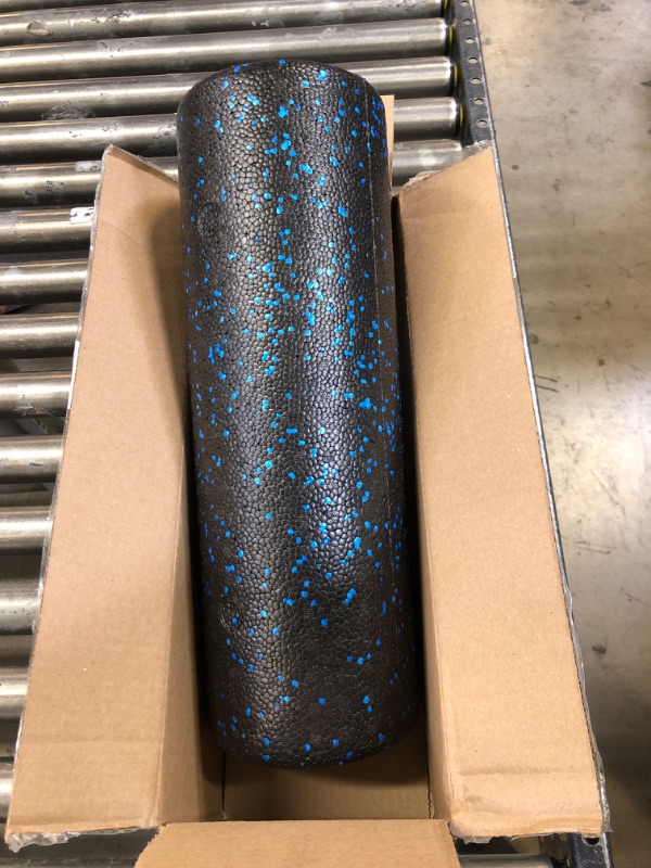 Photo 2 of Amazon Basics High-Density Round Foam Roller for Exercise, Massage, Muscle Recovery - 12", 18", 24", 36" Blue Speckled 18-Inch Roller