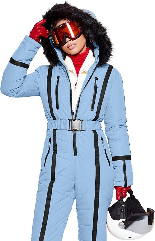 Photo 1 of Aoysky Womens Onesies Ski Suit Jumpsuit Winter Waterproof Snowsuit Outdoor Cotton Down Hooded Skiing Jacket MEDIUM
