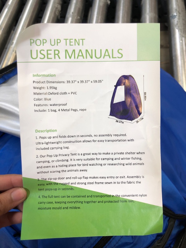 Photo 4 of  Pop Up Pod Changing Room Privacy Tent – Instant Portable Outdoor Shower Tent, Camp Toilet, Rain Shelter for Camping & Beach – Lightweight & Sturdy, Easy Set Up, Foldable - with Carry Bag
