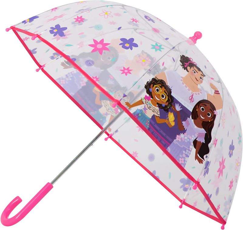 Photo 1 of ABG Accessories, Minnie Mouse, Frozen, Encanto and Paw Patrol Kids Clear Umbrella for Girls Rain Wear Ages 3-10
