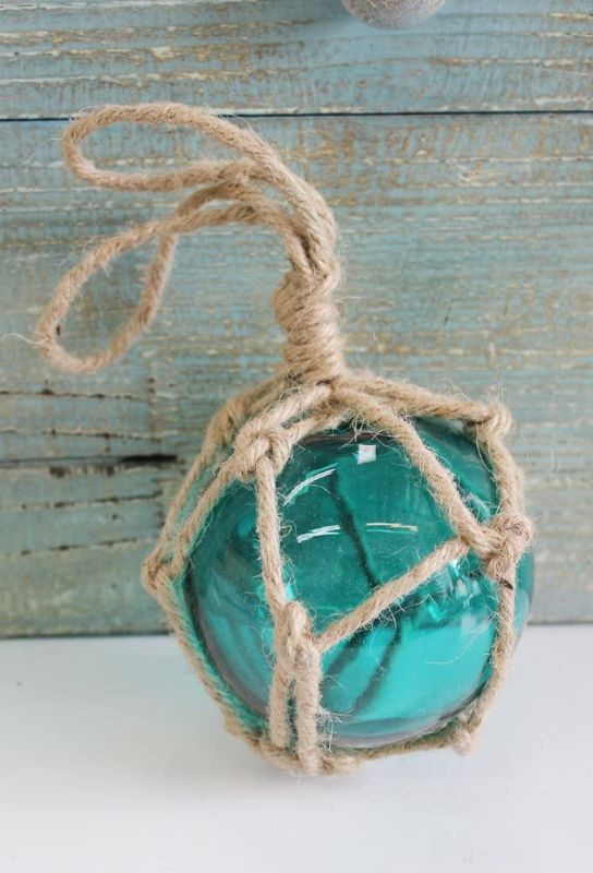 Photo 1 of 4" Nautical Glass Floats - Fishing Buoy - Coastal Decorations (Teal / Turquoise)
