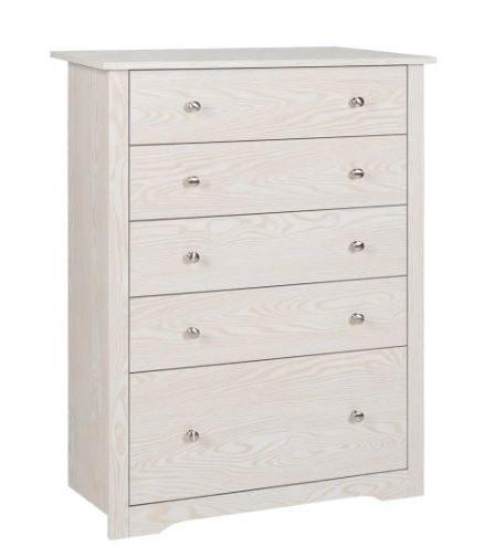 Photo 1 of 5-Drawer White Chest of Drawers Dresser with Large Drawer 39.5 in. H x 15.6 in. W x 29.9 in. D
