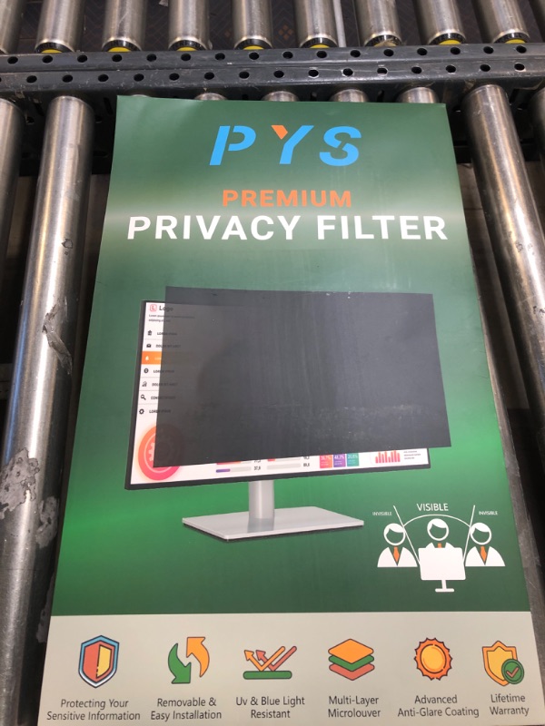 Photo 2 of [2023 Newest] PYS Computer Privacy Screen 24 Inch - Monitor Privacy Screen Shield for 16:9 Widescreen - Anti-Glare Protector and UV-Blocking Screen Privacy Filter - Black 24 Inch (Diagonal) - 16:9 Aspect Ratio