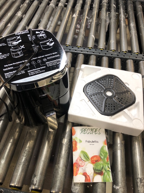 Photo 3 of Air Fryers, Fabuletta 9 Cooking Functions Electric Air Fryer, Shake Reminder, Powerful 1550W Electric Hot Air Fryer Oilless Cooker, Tempered Glass Display, Dishwasher-Safe & Nonstick, 4 Quart Air Fryer Black (PROTECTIVE STICKER STILL ON)