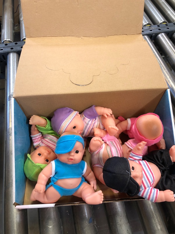 Photo 2 of Liberty Imports 8" Cute Lil Baby Doll Collection - 6 Pack Assorted Infant All Vinyl Dolls - Girls Toys Bulk Gift Bundle Party Favors Supplies