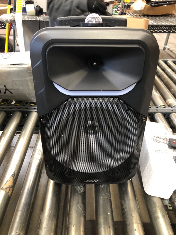 Photo 1 of 2023 Portable Karaoke Machine for TV Adults and Kids with 2 Wireless Microphones New 10" Subwoofer PA Machines Bluetooth 5.0 Karaoke Speaker System with DJ Light for Outdoor Party
 (TURNS ON BUT UNABLE TO FULLY TEST)
