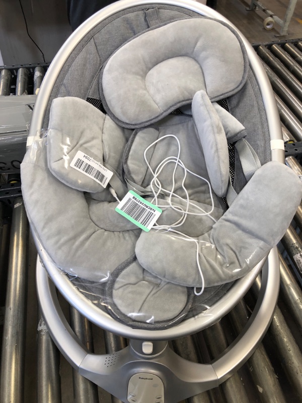 Photo 4 of BabyBond Baby Swings for Infants | Bluetooth Music Speaker | 5 Point Harness Belt | 5 Speeds and Remote Control - Portable Baby Swing for Indoor and Outdoor (Gray)
(MEEDS BATTERIES) (UNABLE TO TEST)