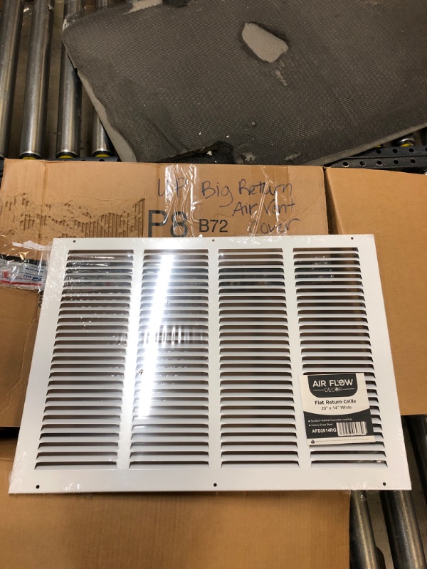 Photo 2 of Air Flow Decor 20" x 14" Steel Return Air Grille | HVAC Vent Cover Grill for Wall, Sidewall and Ceiling | Air Return Vent Covers, White (Screws Included) | Outside Dimensions: 21.75"W x 15.75"H