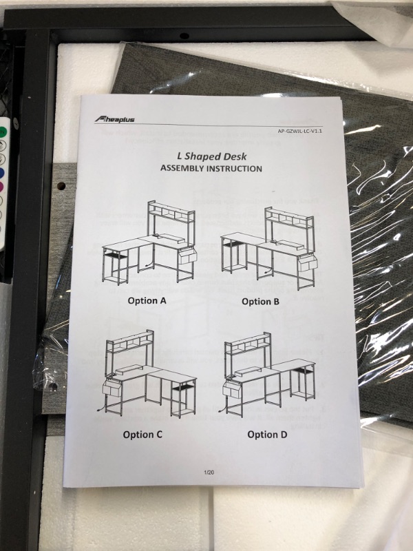 Photo 5 of Aheaplus L Shaped Desk with Power Outlet & LED Strip, Reversible L-Shaped Corner Computer Desks Gaming Desk with Storage Shelf & Monitor Stand, Modern 2 Person Home Office Desk Writing Desk, White Oak
