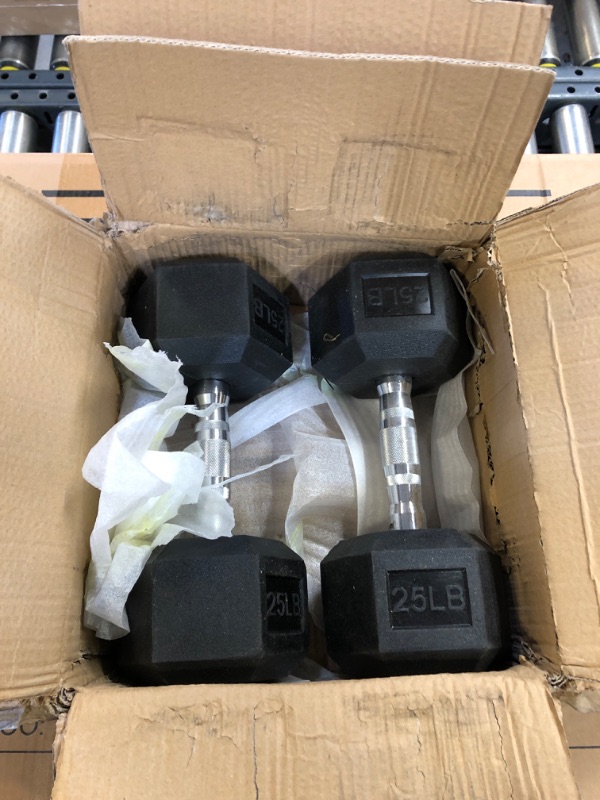 Photo 2 of Balancefrom Rubber Encased Hex Dumbbell in Pairs 25 lbs, pair