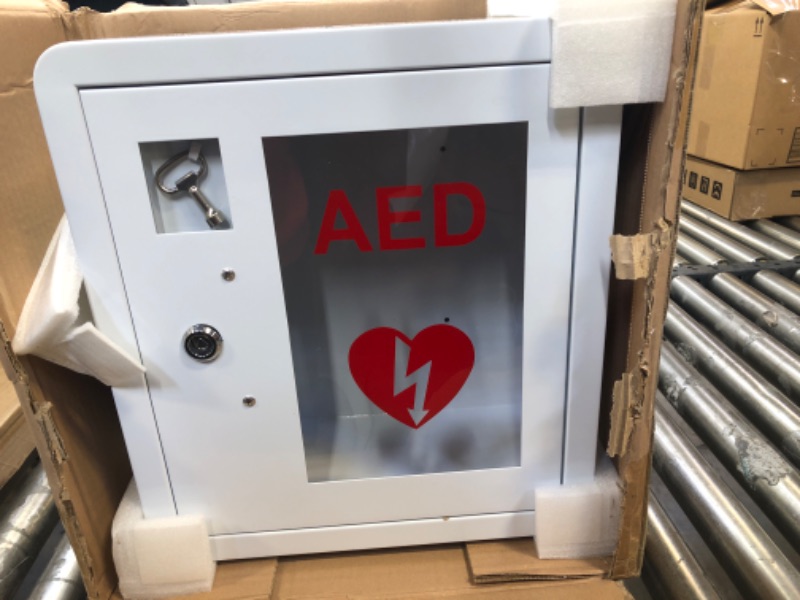 Photo 2 of AED Cabinet fits All Cardiac Science, Zoll, AED Defibrillator, Physio-Control AED Defibrillator Wall Mounted Storage Cabinet for Emergency at Home, Office and Nursing Home