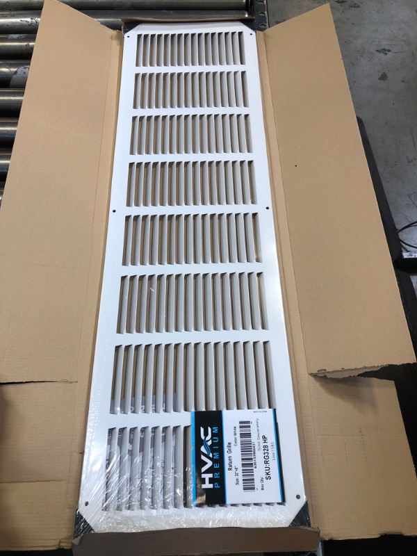 Photo 2 of 4" x 4" Return Air Grille - Sidewall and Ceiling - HVAC Vent Duct Cover Diffuser - [White] [Outer Dimensions:33.75w X 9.75"h] White