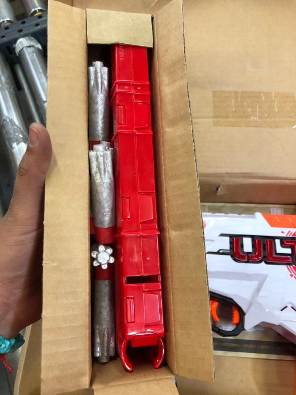 Photo 1 of NERF NERF Ultra Focus Motorized Blaster, 10-Dart Clip, 10 AccuStrike Ultra Darts, Stock, Compatible Only Ultra Darts (Amazon Exclusive)
