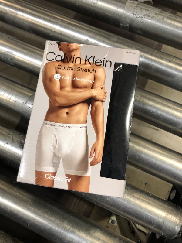 Photo 2 of Calvin Klein Men's Cotton Stretch 3-Pack Boxer Brief X-Large Black Bodies W/ Aspen, Berry Sangria, Lake Crest Blue Wbs