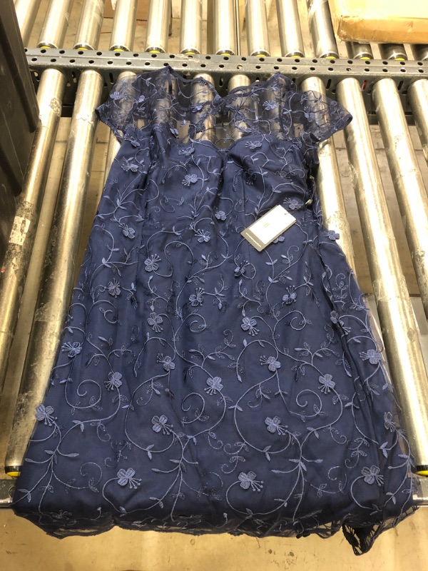 Photo 1 of Adrianna Papell Women's Embroidered Sheath Dress 12 Light Navy SIZE 12