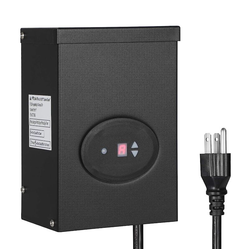 Photo 1 of DEWENWILS 300W Outdoor Low Voltage Transformer with Timer and Photocell Sensor, 120V AC to 12V/14V AC, Weatherproof, for Halogen & LED Landscape Lighting, Spotlight, Pathway Light, ETL Listed
