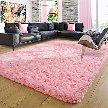 Photo 1 of 96INX12FEET  Large Area Rugs Fluffy Living Room Carpet, Wall to Wall Big Shag Pink Rug 