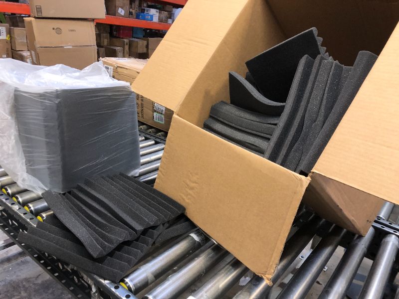 Photo 2 of Focusound 50 Pack Acoustic Foam 1" x 12" x 12" Soundproofing Noise Cancelling Wedge Panels for Home Office Recoding Studio - OUT OF BOX USED