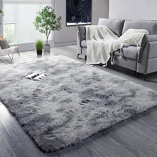 Photo 1 of 60X50IN  Light Gray Rugs for Bedroom,Soft Carpet Area Rug,Fluffy Fur Rugs for Living Room,