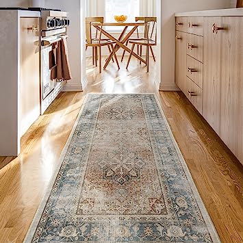 Photo 1 of 30X94IN Runner Rug - Perfect Vintage Washable Rug for Entryway Hallway Kitchen - STOCK PHOTO USED FOR REFERENCE 